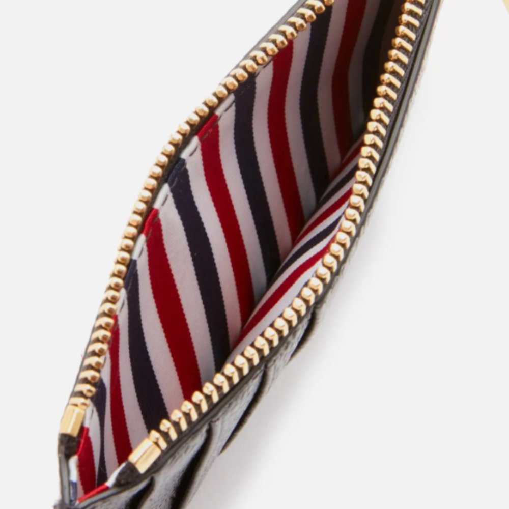 Pebble Grain Zipped Card Wallet With Tricolour Ribbing - Picture 3 of 4